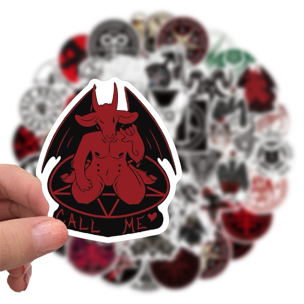 20 Random Satanic Stickers Devil 666 Decals Skull Satan Horror Red Free Shipping