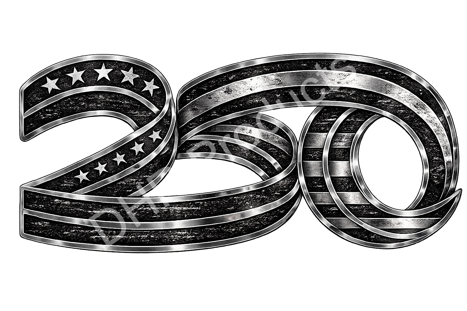 Chrome America 250 Vinyl Sticker | Metallic Patriotic 250 Decal