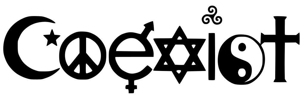 Coexist Decal Sticker Pagan Jewish Christian Muslim Hippie 15 colors 3 Sizes*