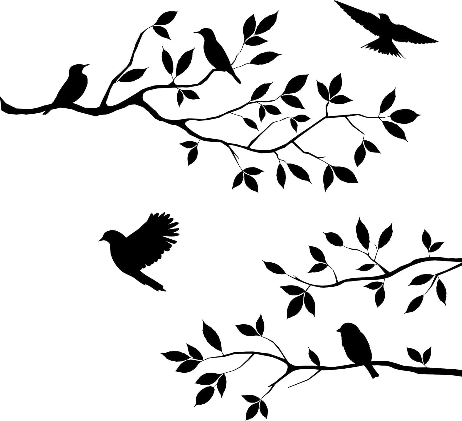 Birds and Blossoms Vinyl Wall Decal – 16" X 24" Removable Floral Bird Wall Stick