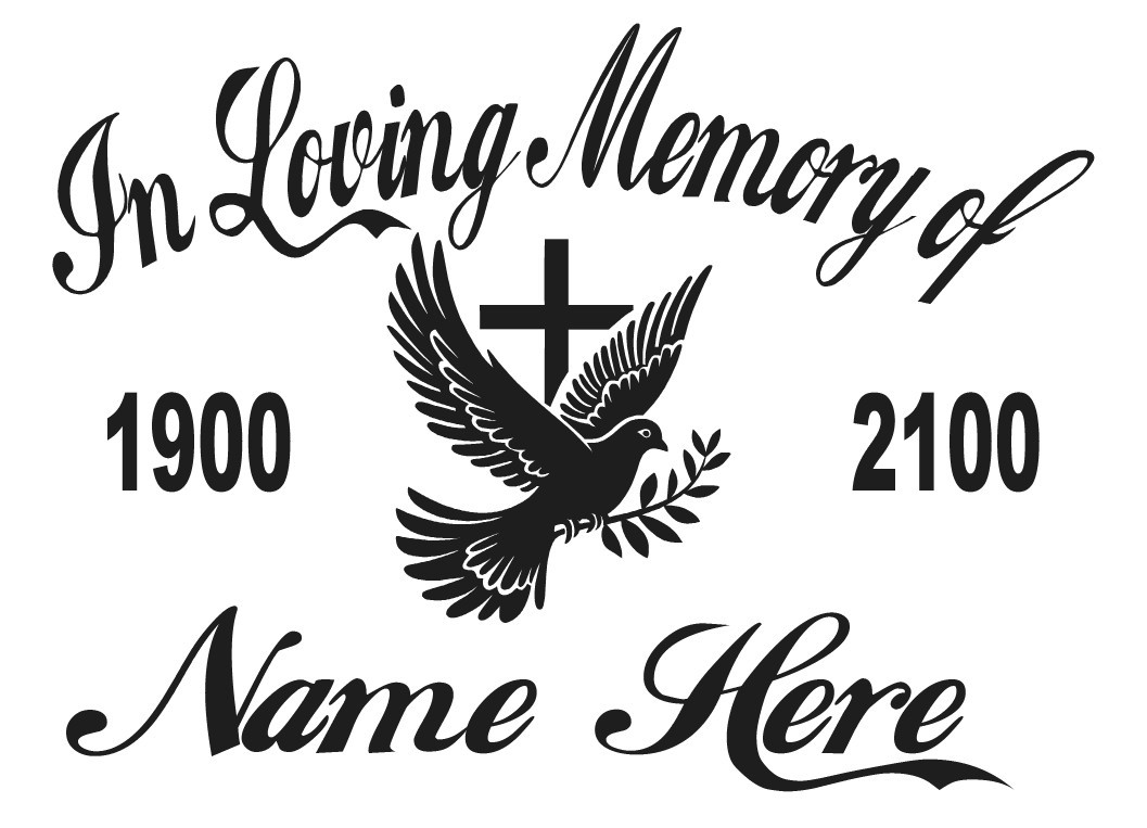 In Loving Memory Of – Dove Sticker Decal Window Cross Memorial Personalized #3