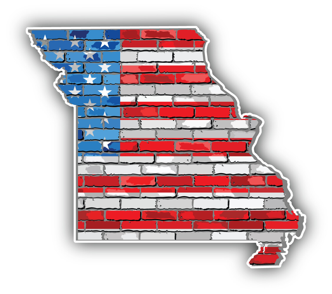 Missouri USA Flag State Map Vinyl Sticker Car Bumper Decal