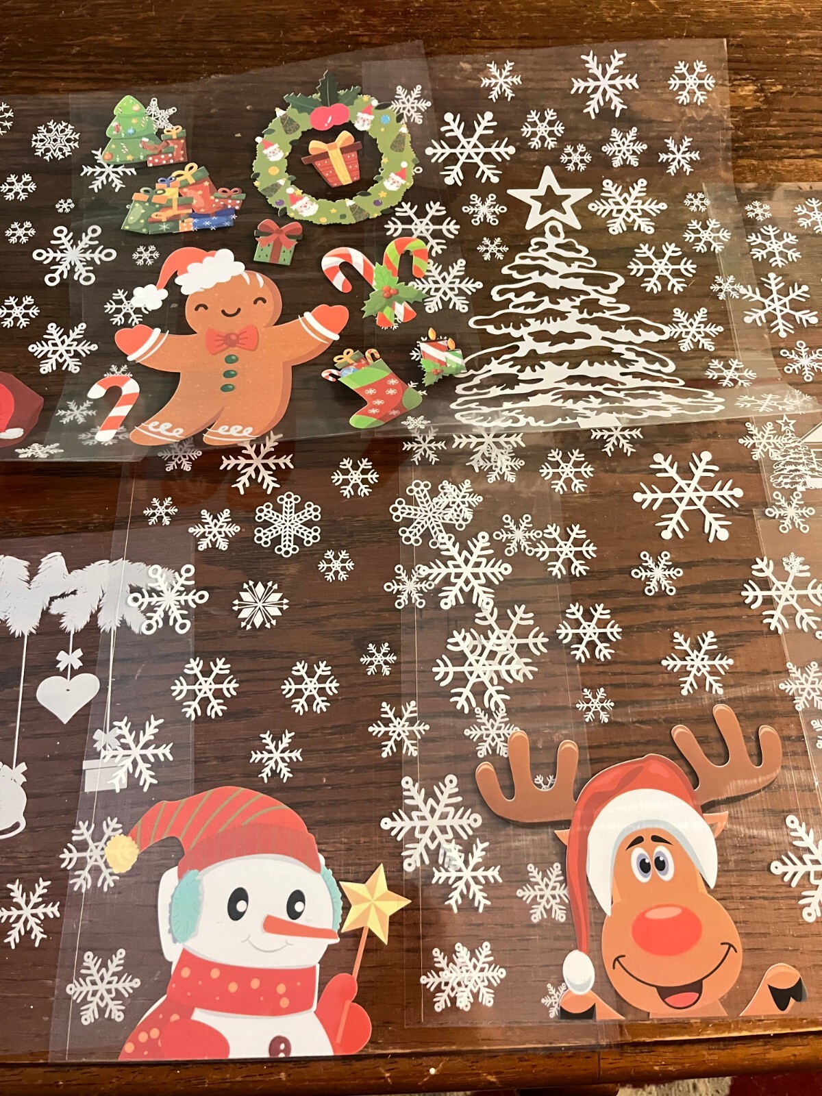 Set of 8 Christmas Window Stickers- Each sheet is a single piece