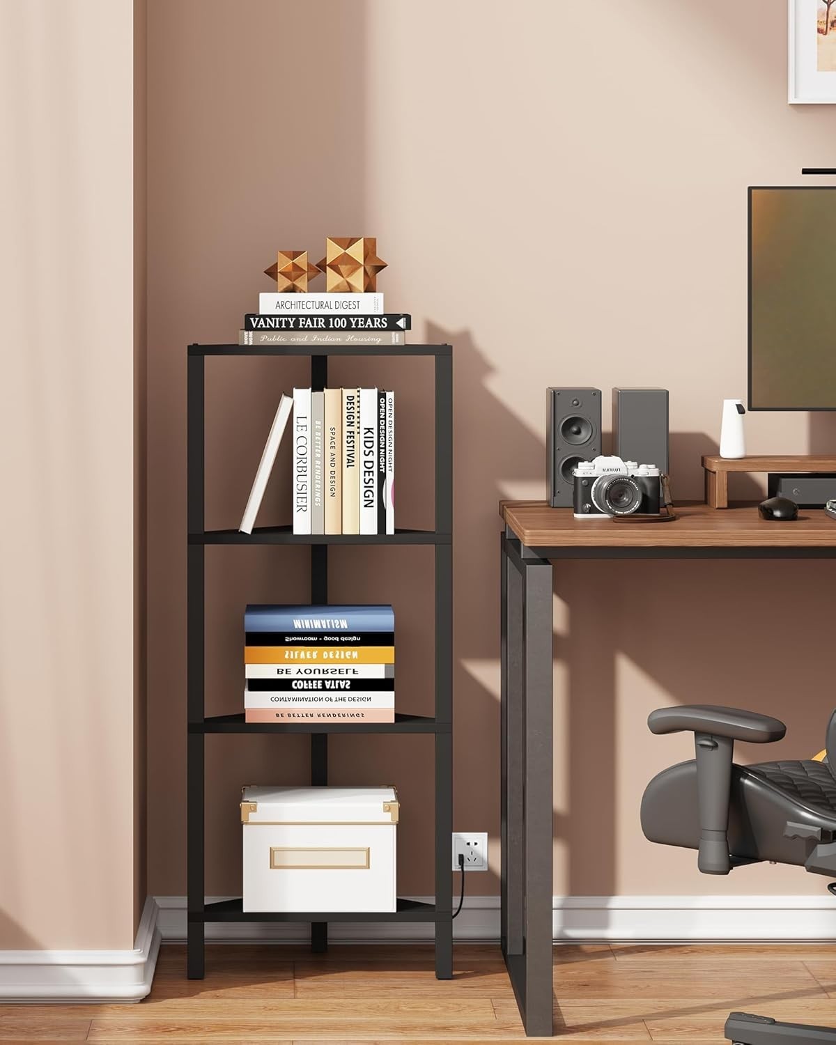 Corner Shelf, 4-Tier Corner Bookshelf for Small Space, Narrow Display Corner …