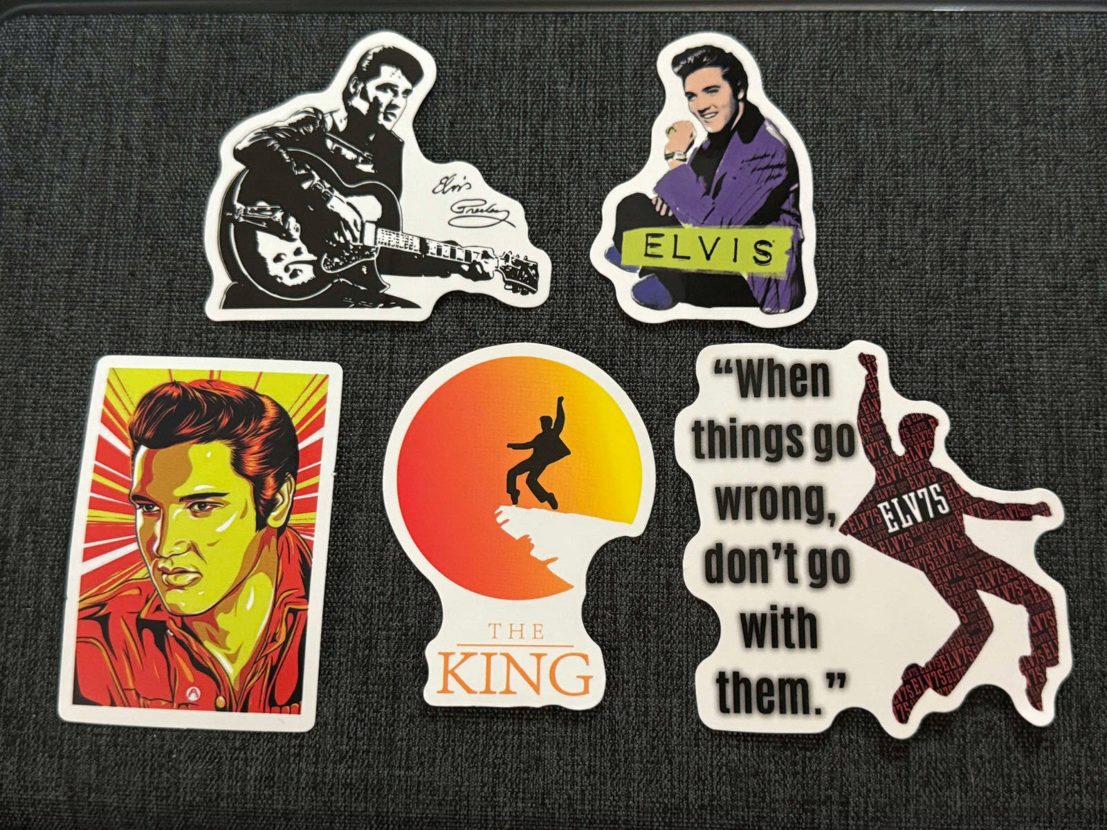 Lot (5) ELVIS PRESLEY 1 3/4" to 3" Band Logo STICKERS Fast FREE SHIP! The King