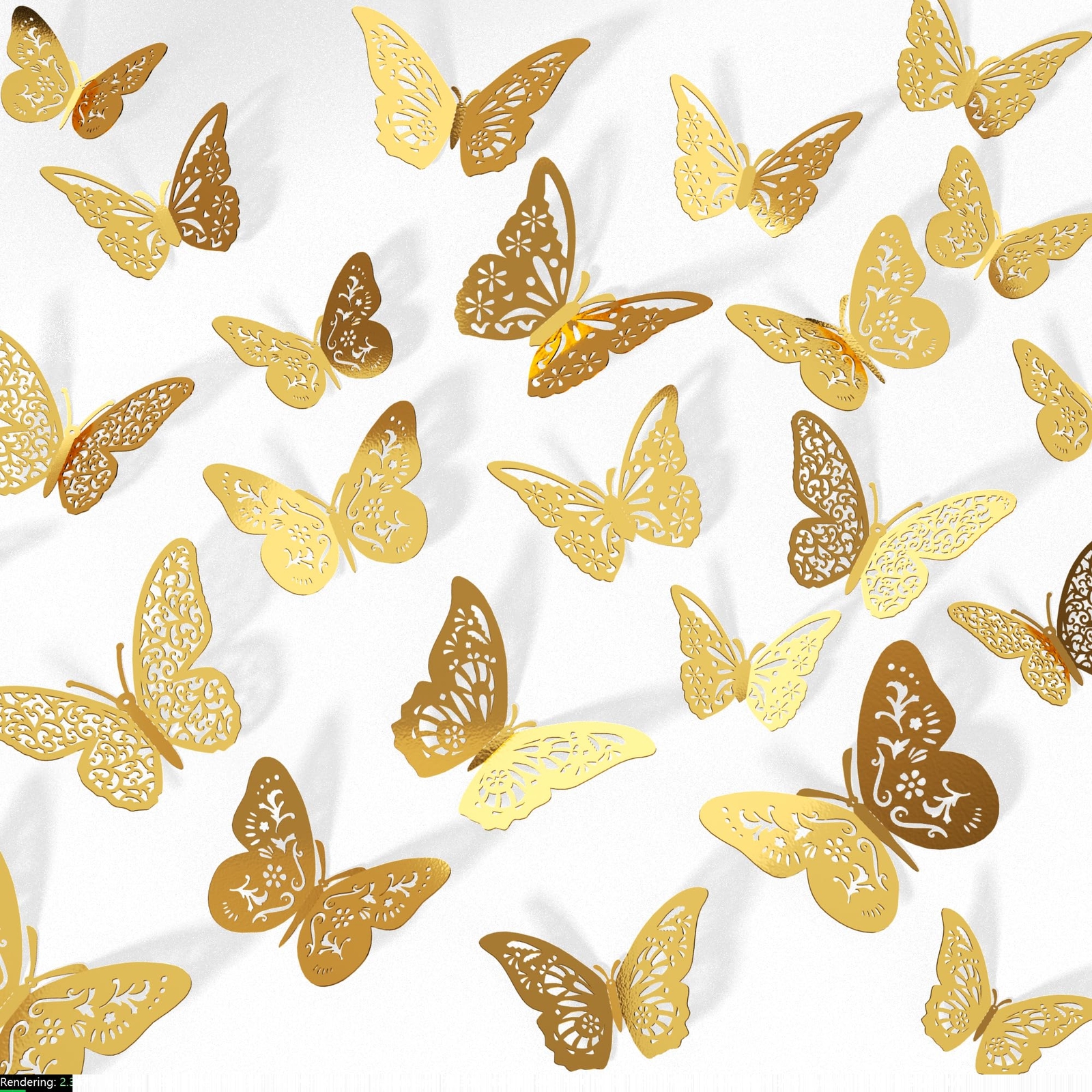 48 Pcs 3D Gold Butterfly Wall Decor for DIY Crafts Bouquet Cake Topper