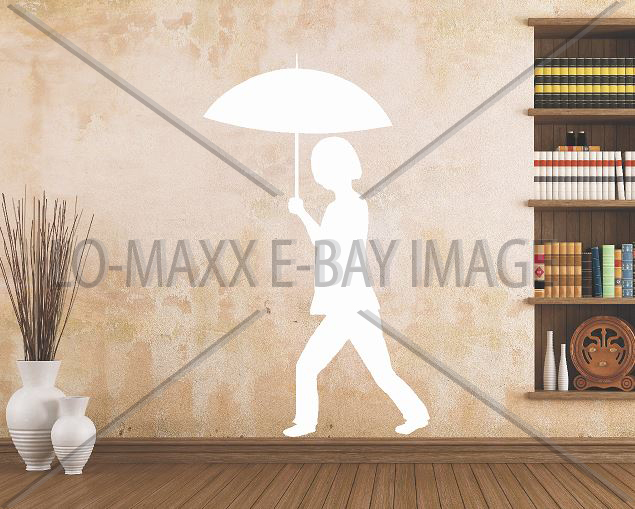 Umbrella Girl Art Cute Silhouettes Wall Window Home Decor Die Cut Vinyl Decal