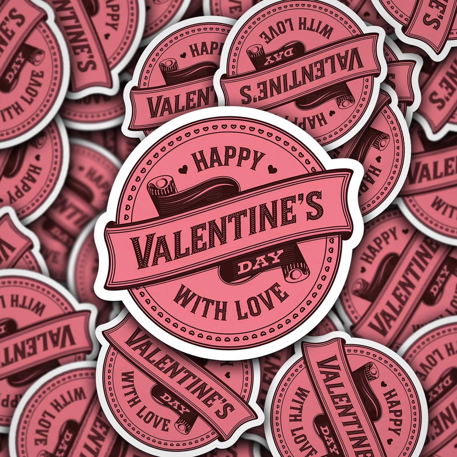 Happy Valentine’s Day With Love Vinyl Sticker