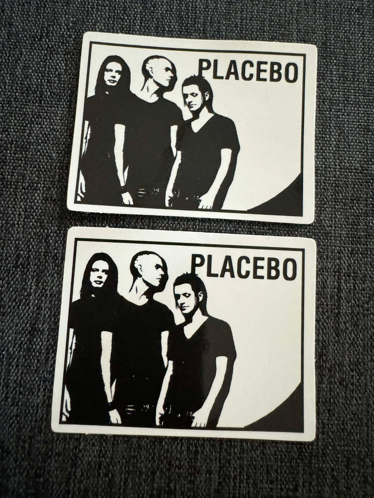 Lot of 2 PLACEBO 1 7/8" x 2 1/2" Band Logo STICKERS Black White FAST! FREE!