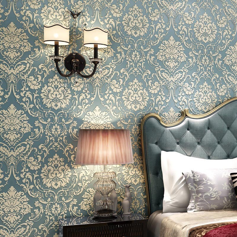 3D Embossed Flower Glitter Wallpaper Embossed Non-Woven Textured Wall Decor-