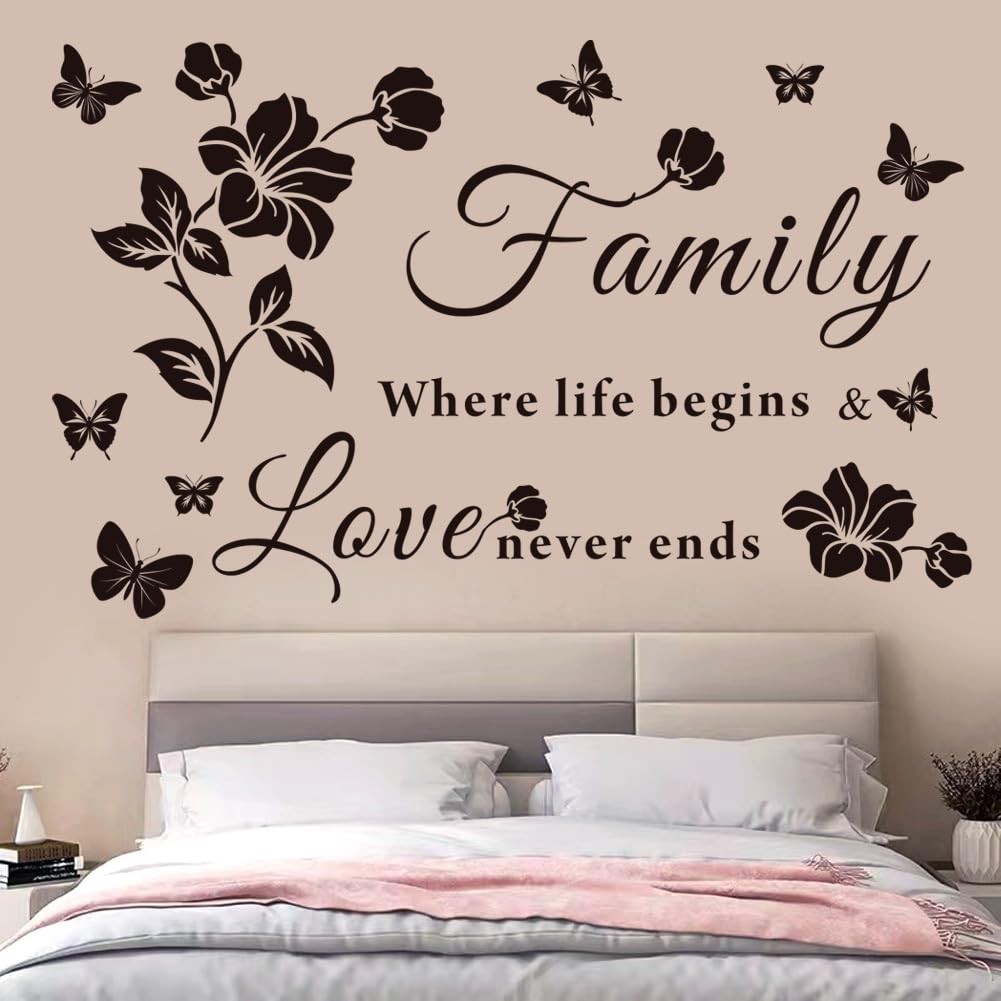 Family Wall Decals Quote Sticker Living Room Bedroom Decor Vinyl 29x19in