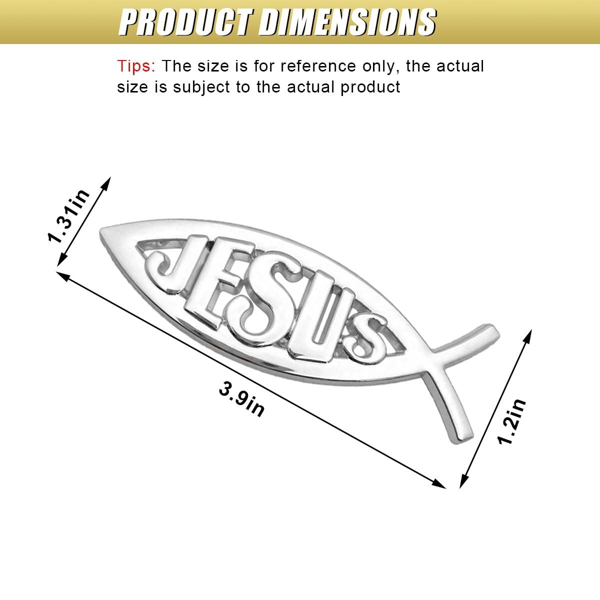 2 Pcs Metal Jesus Fish Decal Sticker 3D Car Chrome Emblem for Trucks SUVs