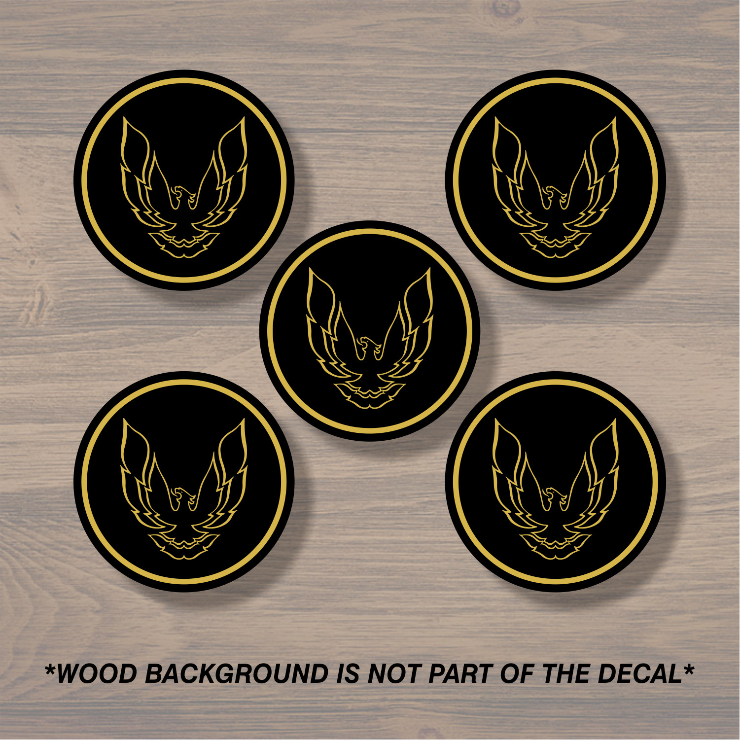 Pontiac Trans Am Firebird Wheel Center Cap Overlay x5, Vinyl Decal Sticker