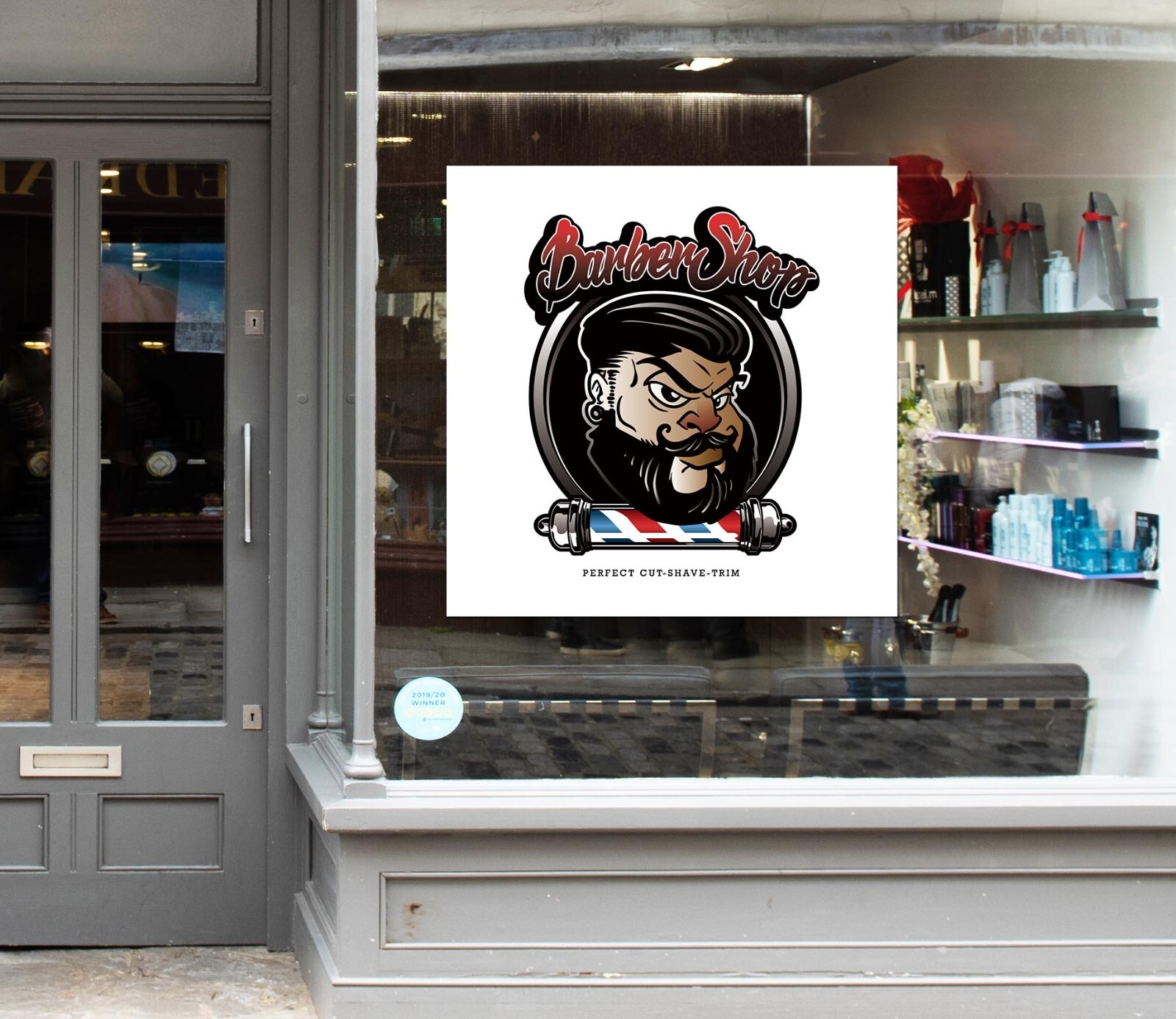 3D Man Hair Cut K30 Barber Shop Window Stickers Vinyl Wallpaper Wall Murals Pan