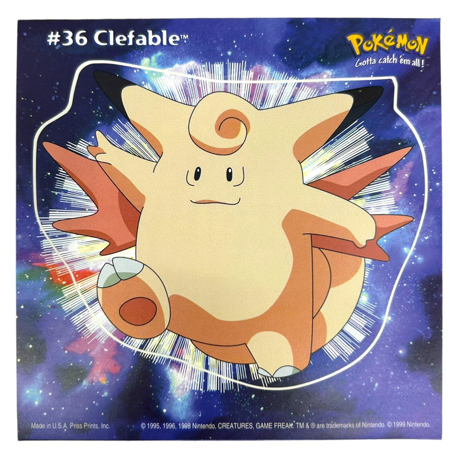 Pokemon Collect ’em Stick-Ups Clefable #36 Large 4” Sticker Priss Prints