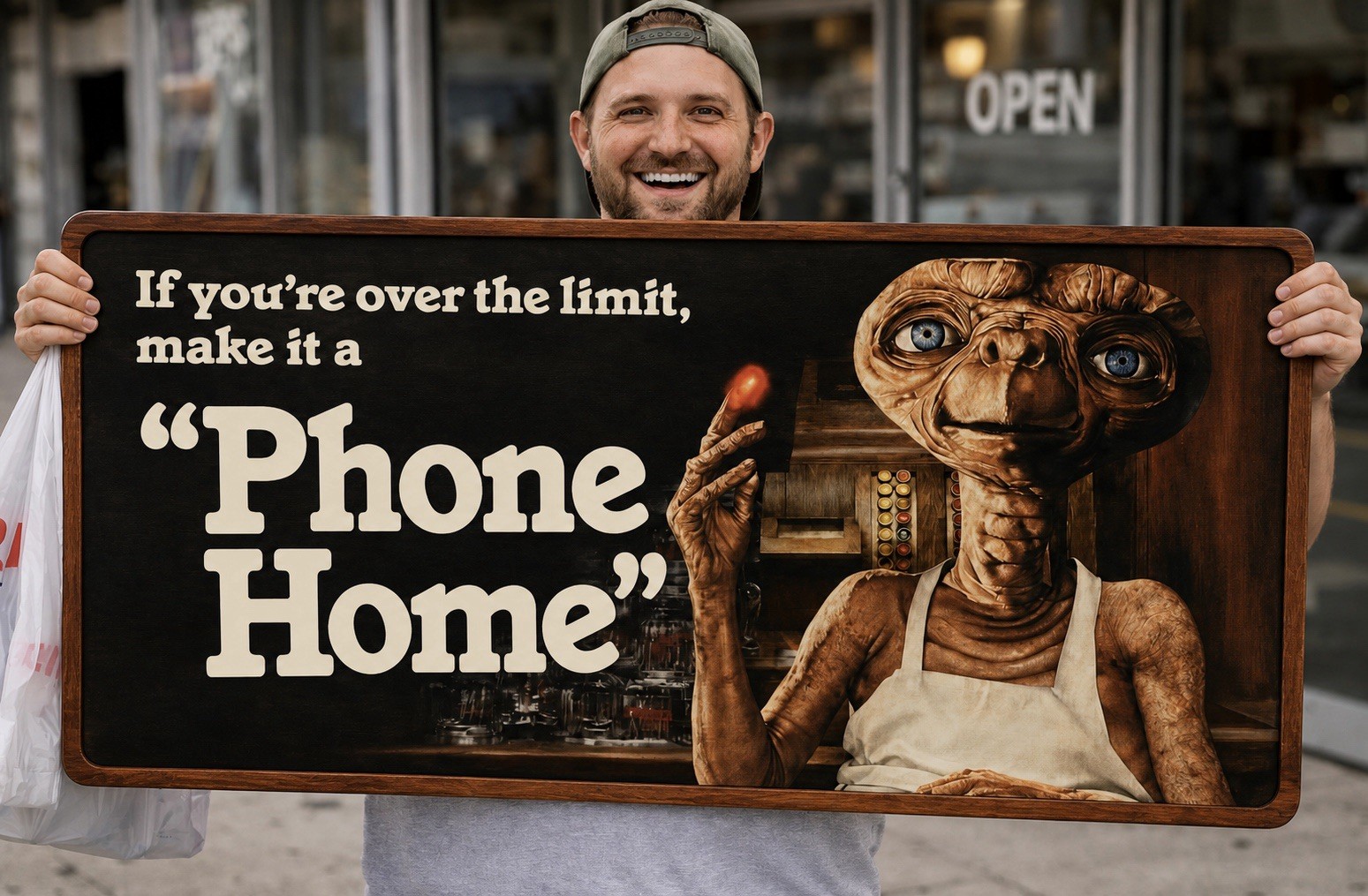 ET Phone Home Vinyl Banner Drinking & Driving Be Safe Shop School Bar Mancave