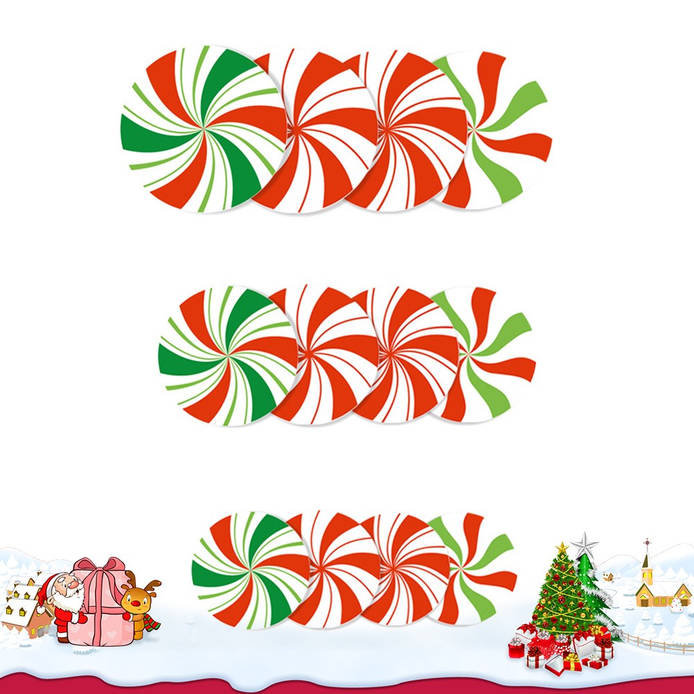 12 PCS Candy Wall Decal Glitter Chriastmas Sticker Christmas Decor