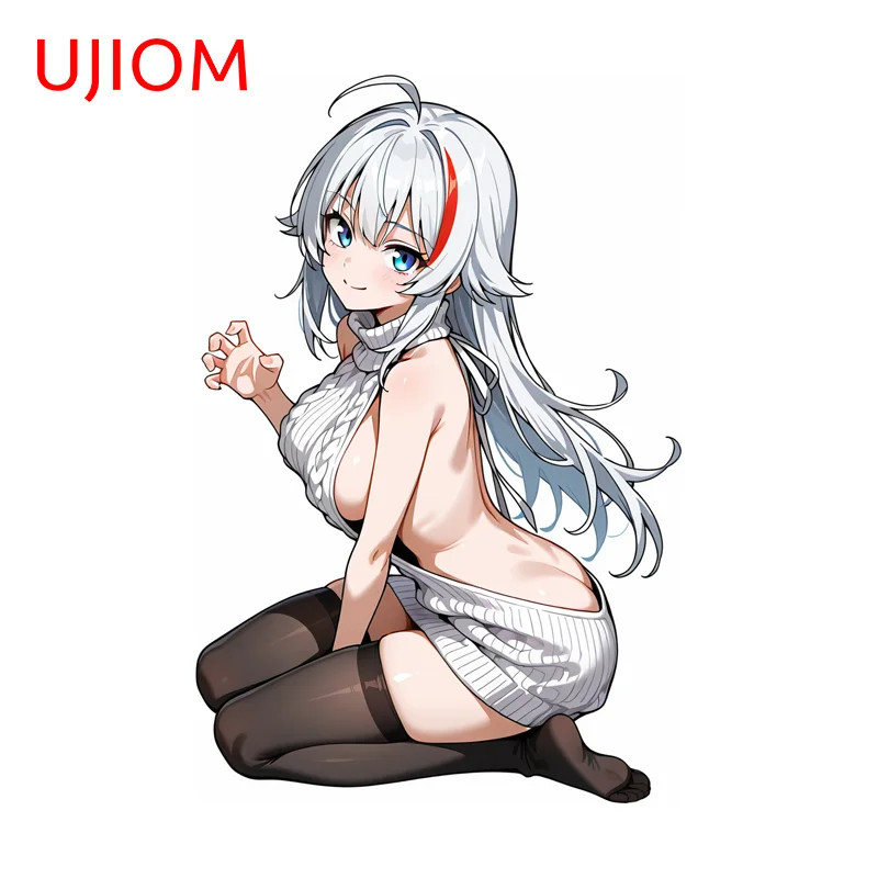 UJIOM Alluring Girl Anime Figure Wall Sticker Amusing Creative Kneel PVC Decal