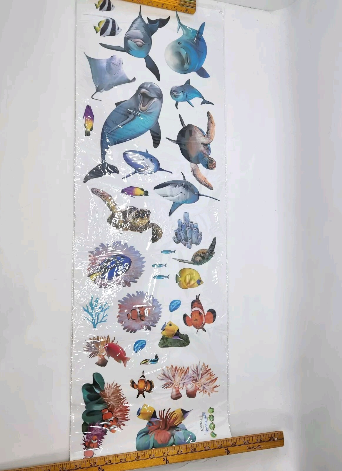 Ocean Life Wall Decals Shark Whale Turtle Dolphin Fish Peel & Stick Wall Set