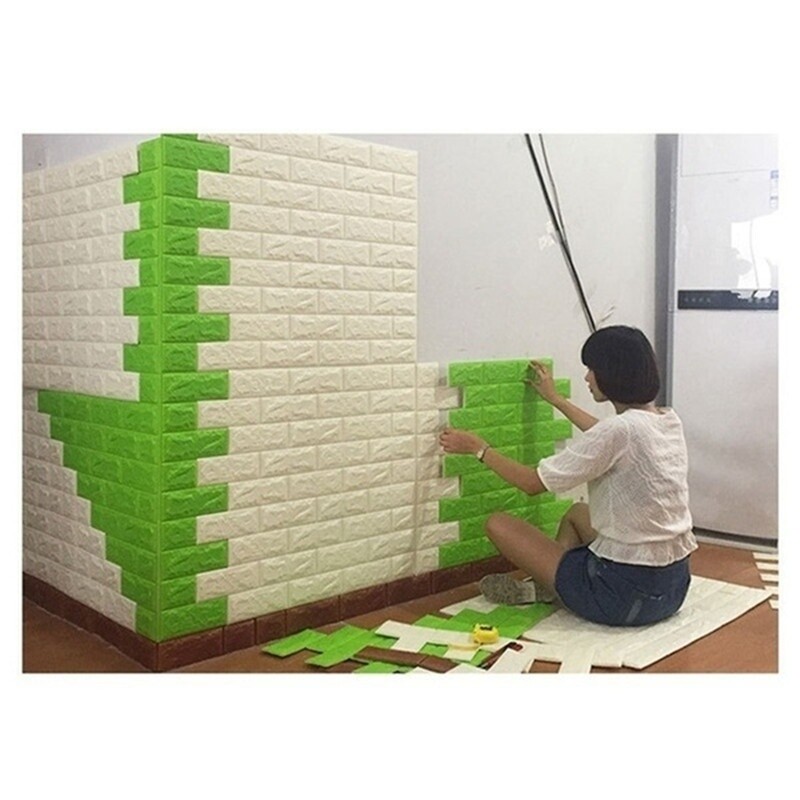 10X Home Decor PE Foam 3D Wallpaper DIY Wall Stickers Wall Decor Embossed Bricks