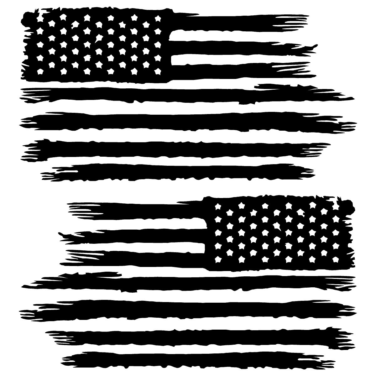 Set of 2 Distressed American Flag Decals Car Window Stickers Veteran USA