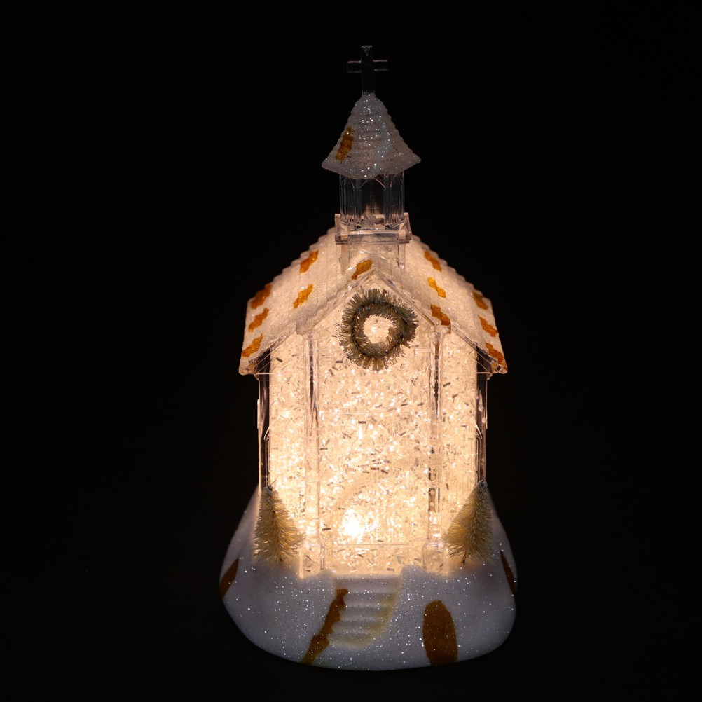 White LED Christmas Church House Lantern for Entryway Or Tabletop