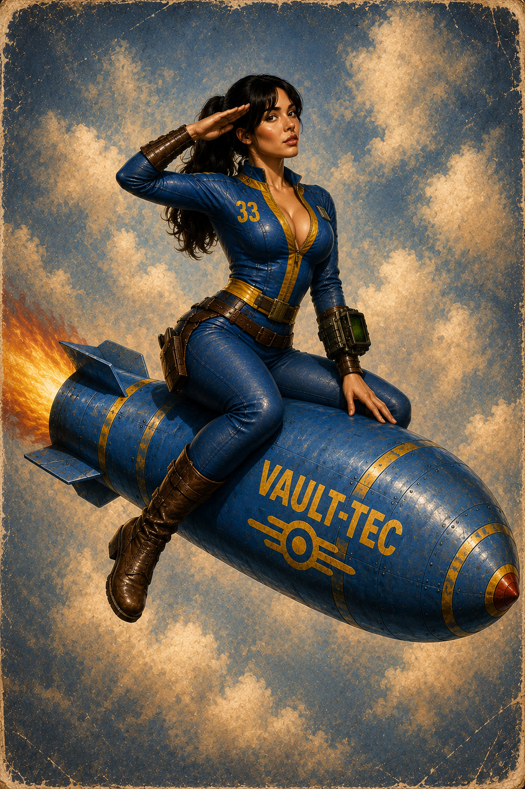 Fallout Lucy Riding Vault-Tec Missile Pinup Art Vinyl Sticker Decal