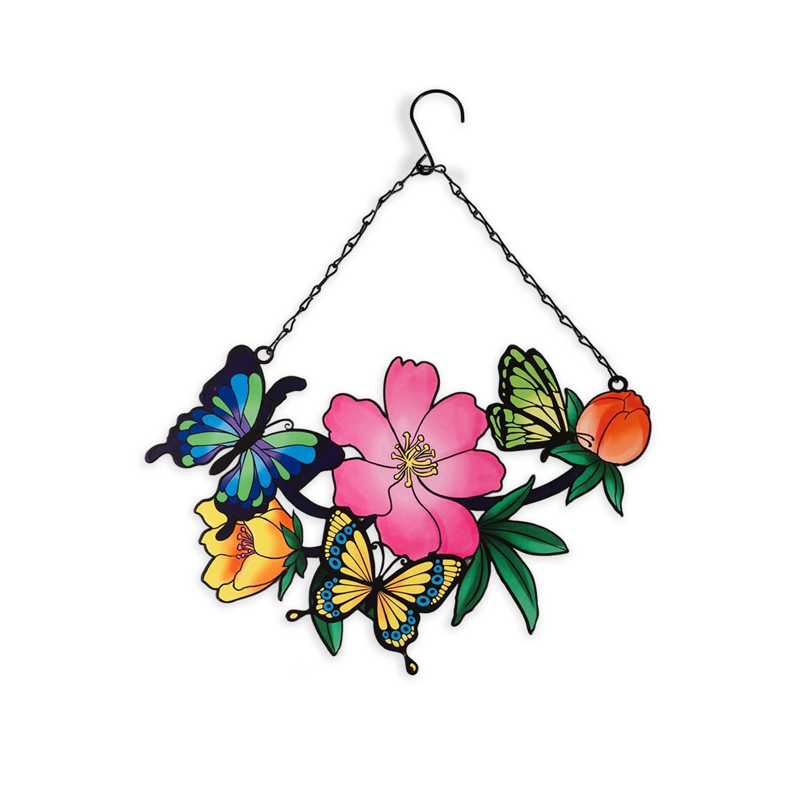 Metal Butterfly and Flower Wall Art Decor for Your Patio, Garden, Fence Art D…