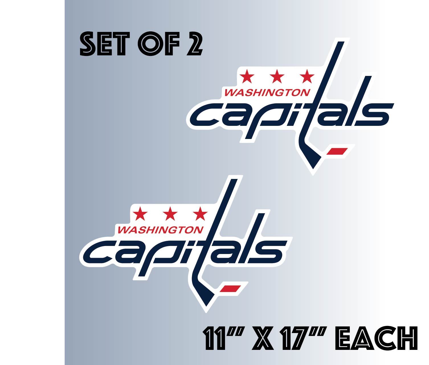 Set of 2 Washington Capitals 11"x17" vinyl stickers decals for cornhole