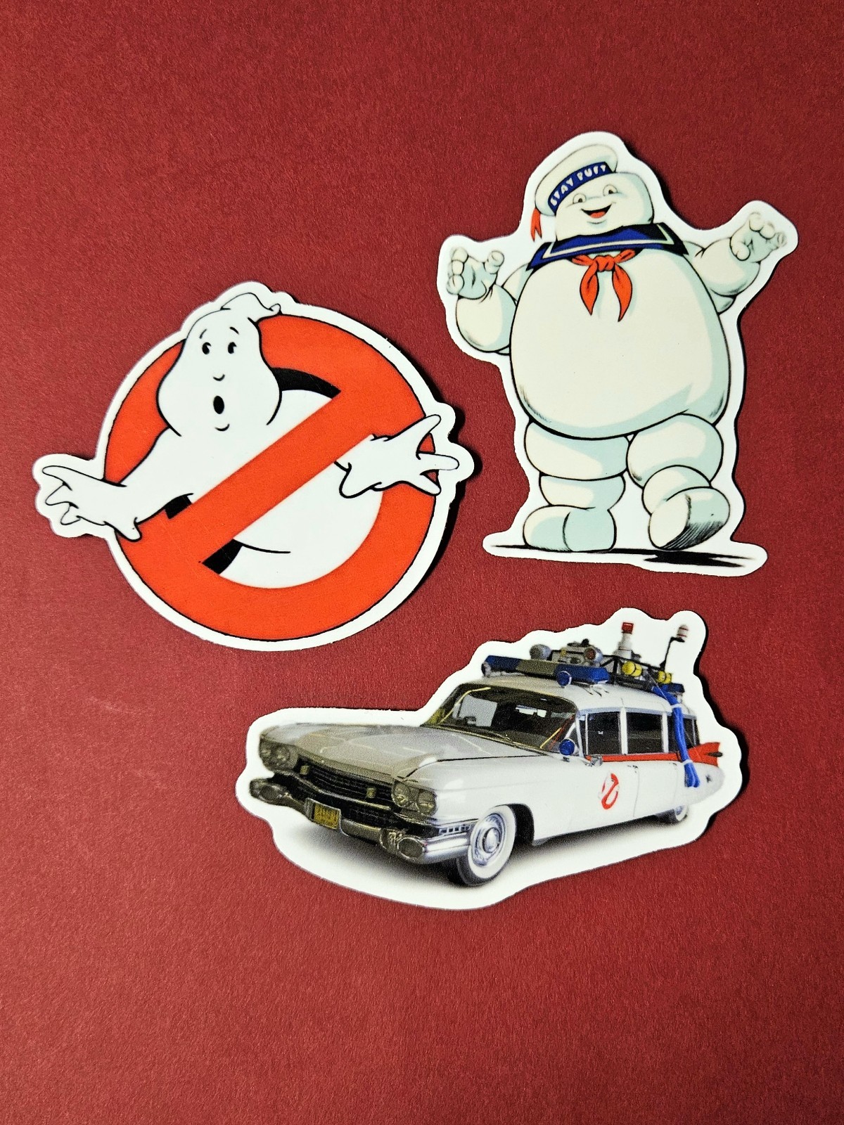 Ghostbusters Die-Cut Vinyl Sticker Pack – Logo / Stay Puft / & Ecto-1 Glossy
