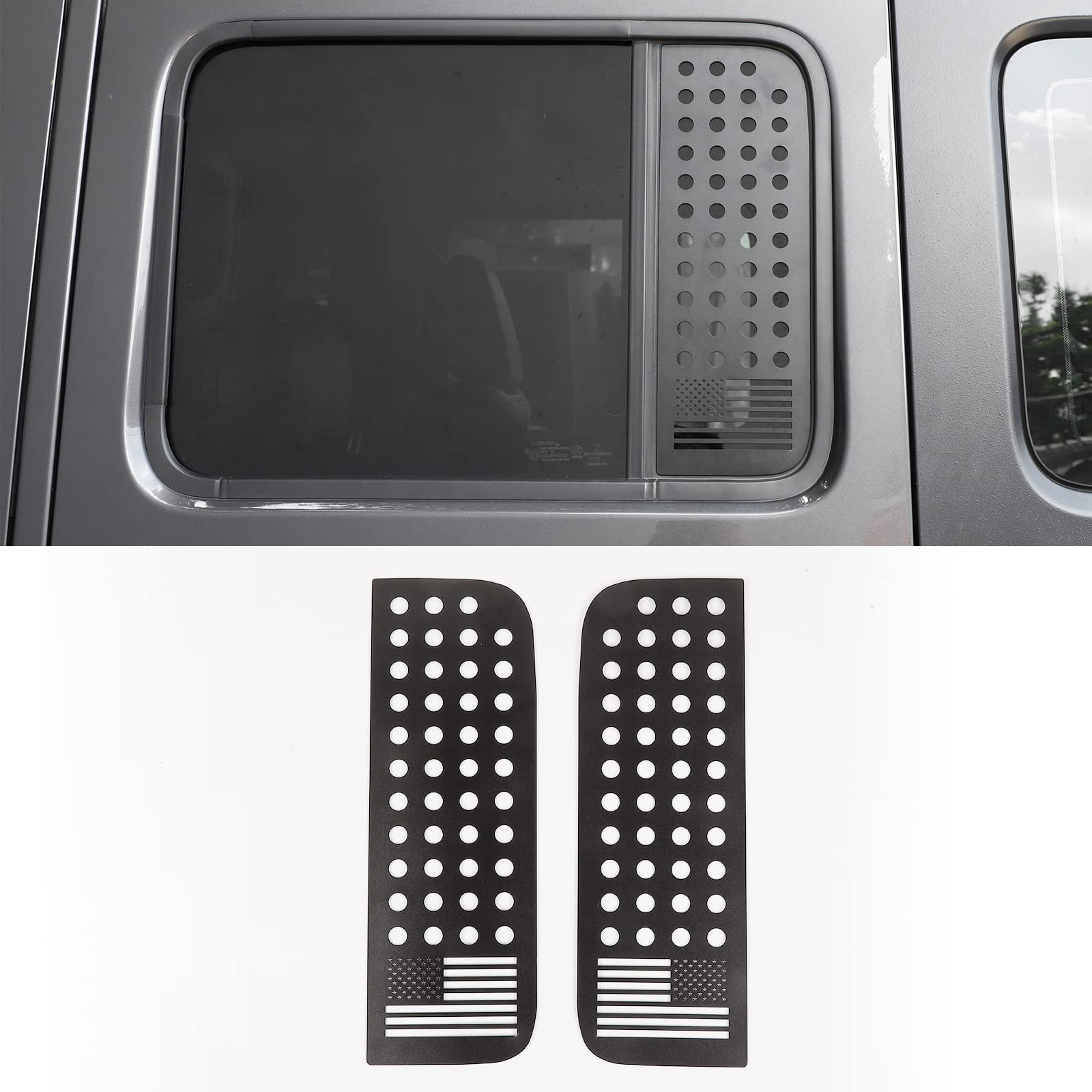 Rear Door Window Decals Aluminum Alloy Glass Panel Cover for 2018-2021 Jeep W…