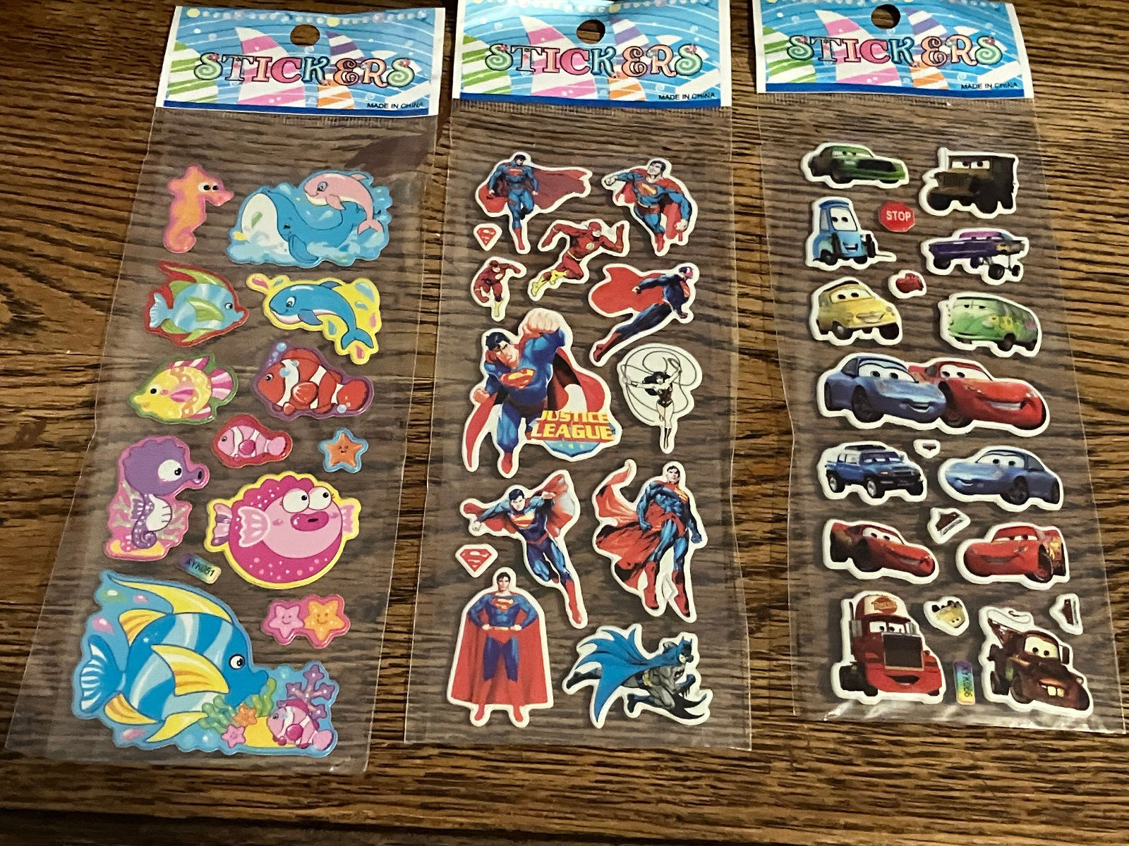Lot Of 25 Decal Stickers SANTA CARS SUPERMAN FISH HULK SPIDERMAN MOTORCYCLE CAT