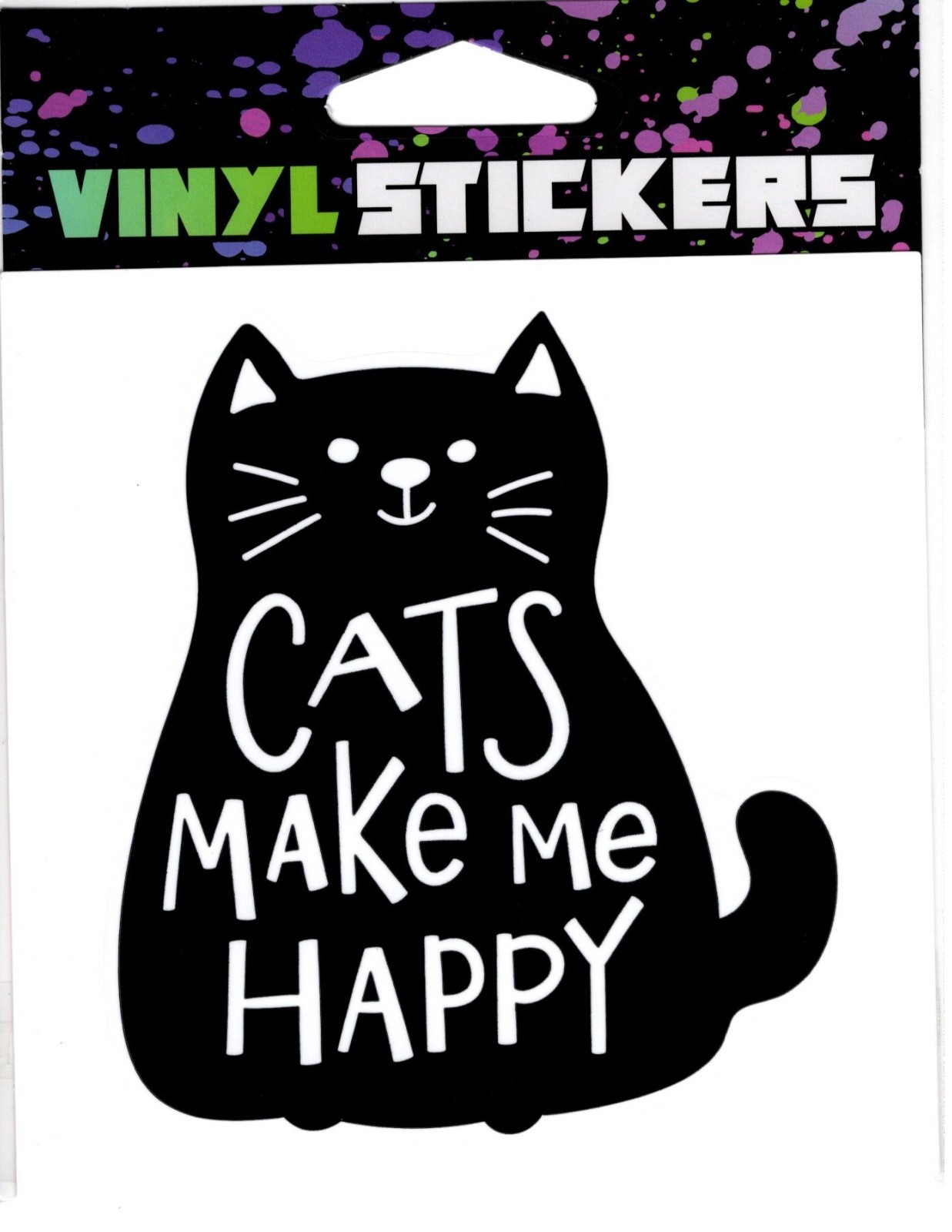 "Cat" with Cats Make Me Happy Vinyl Sticker – 4.25in x 4.25in