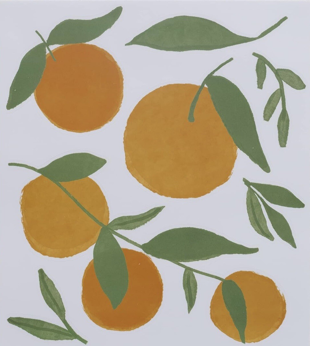 Wall Art Decals for Nursery, Bedroom, Kitchen Grove Orange Branch 56 Pieces