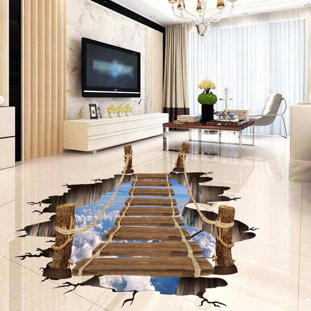 3D Floor/Wall Stickers Removable Bridge Mural Decals Vinyl Art Home Room Decor