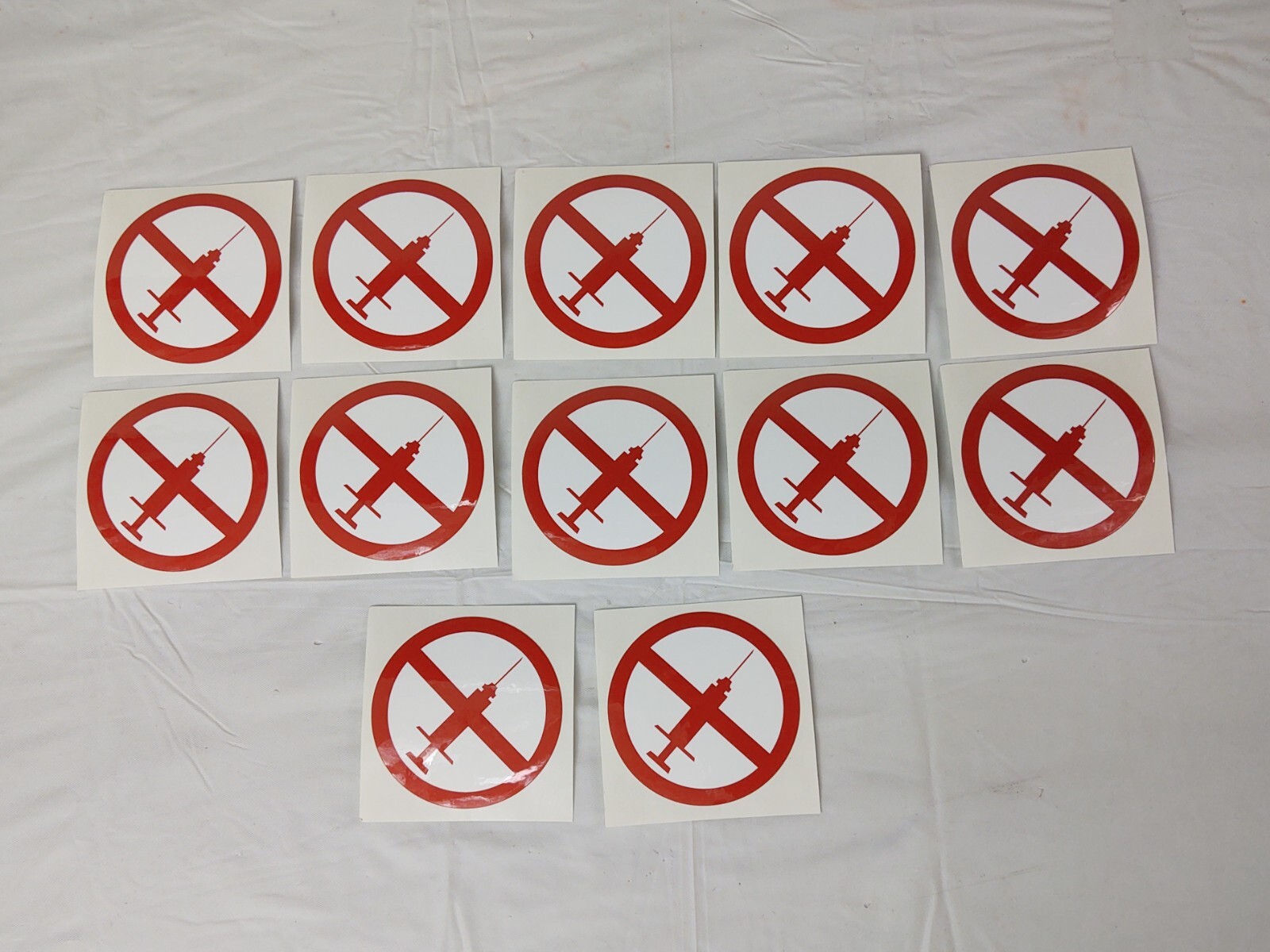 No Syringe Needles Round Trash Can Receptacle Stickers 12 Individual Stickers