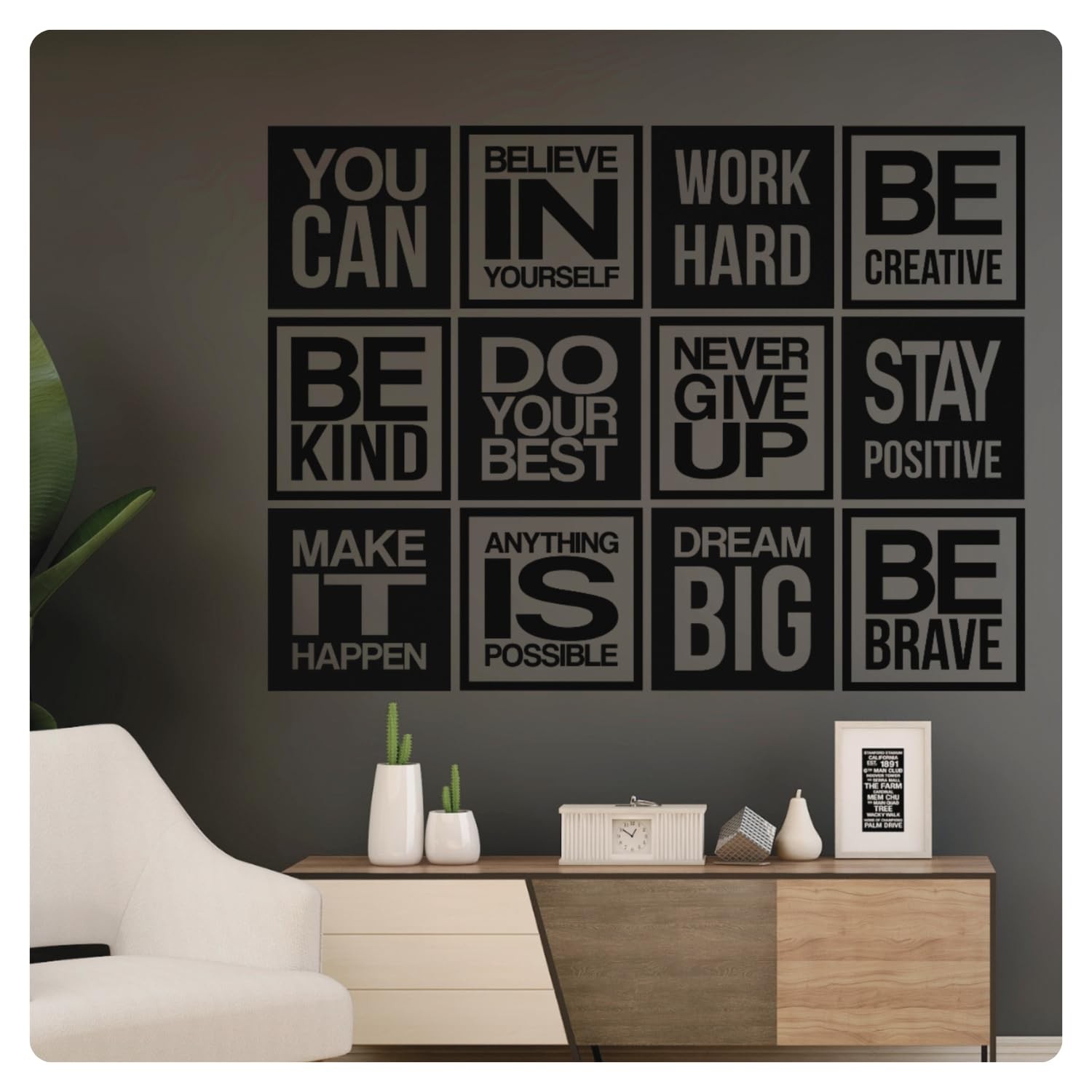 Large 12 PC Motivational Wall Decal Positive Inspirational Quote Phrases Deco…