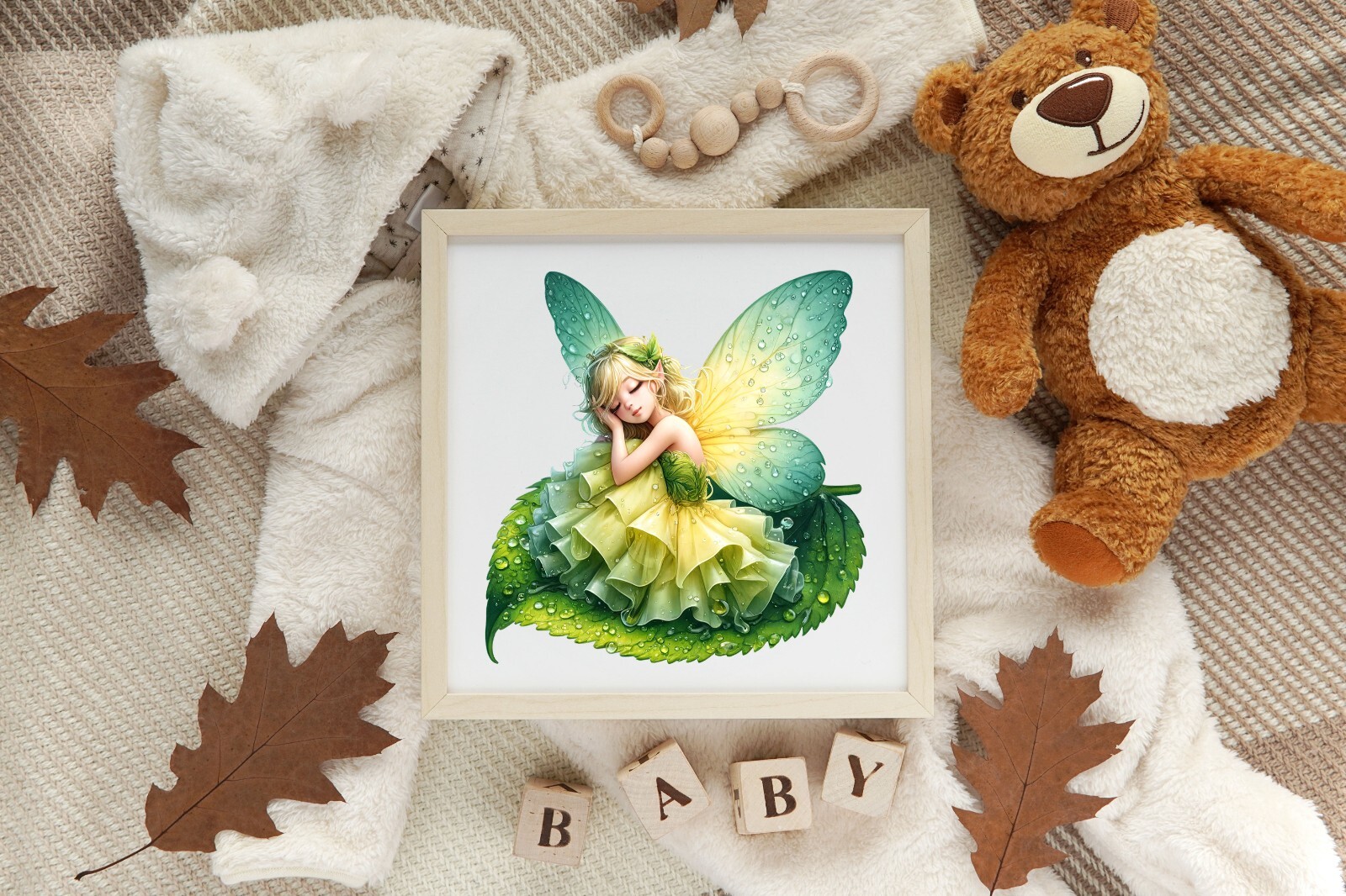 Green and Yellow Fairy UV DTF Transparent Sticker / Decal