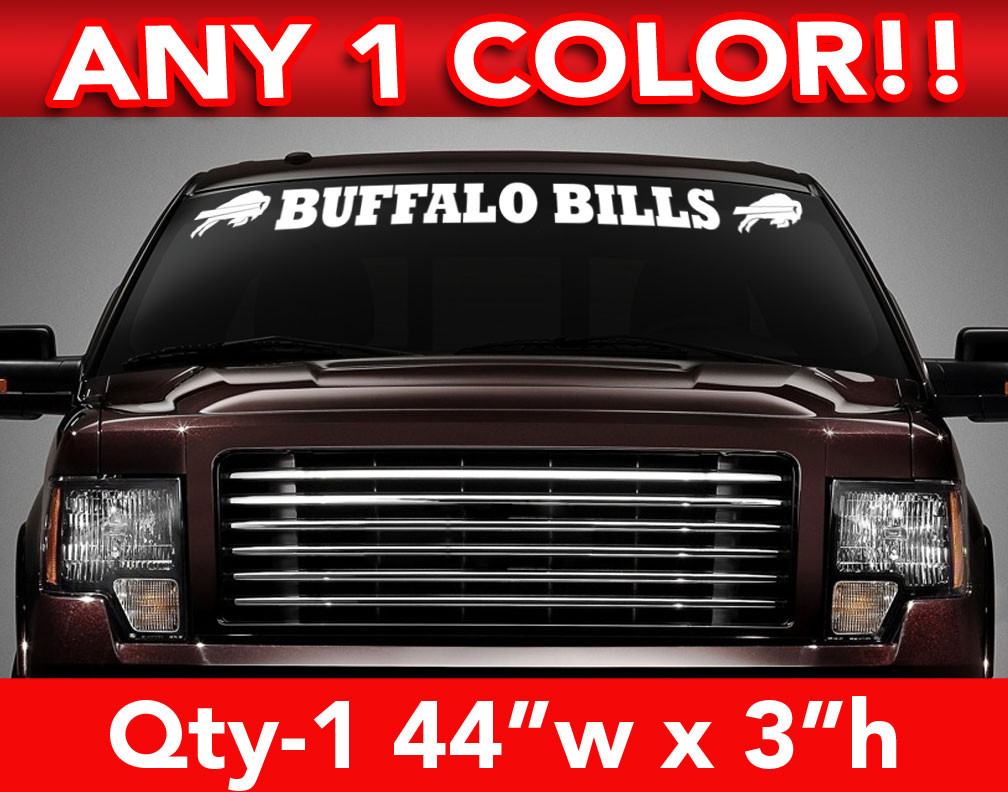 BUFFALO BILLS WINDSHIELD DECAL STICKER 44"w x 3"h ANY 1 COLOR