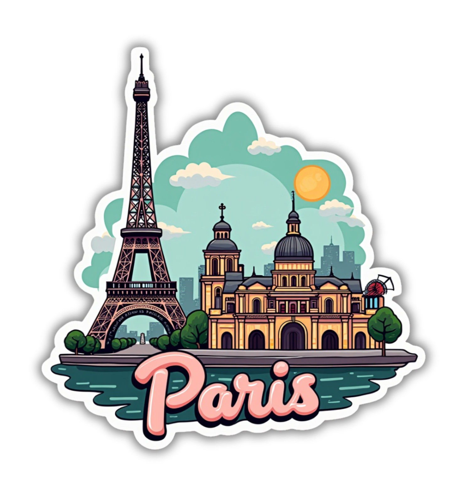 Paris France Fridge Magnet or Laptop Sticker