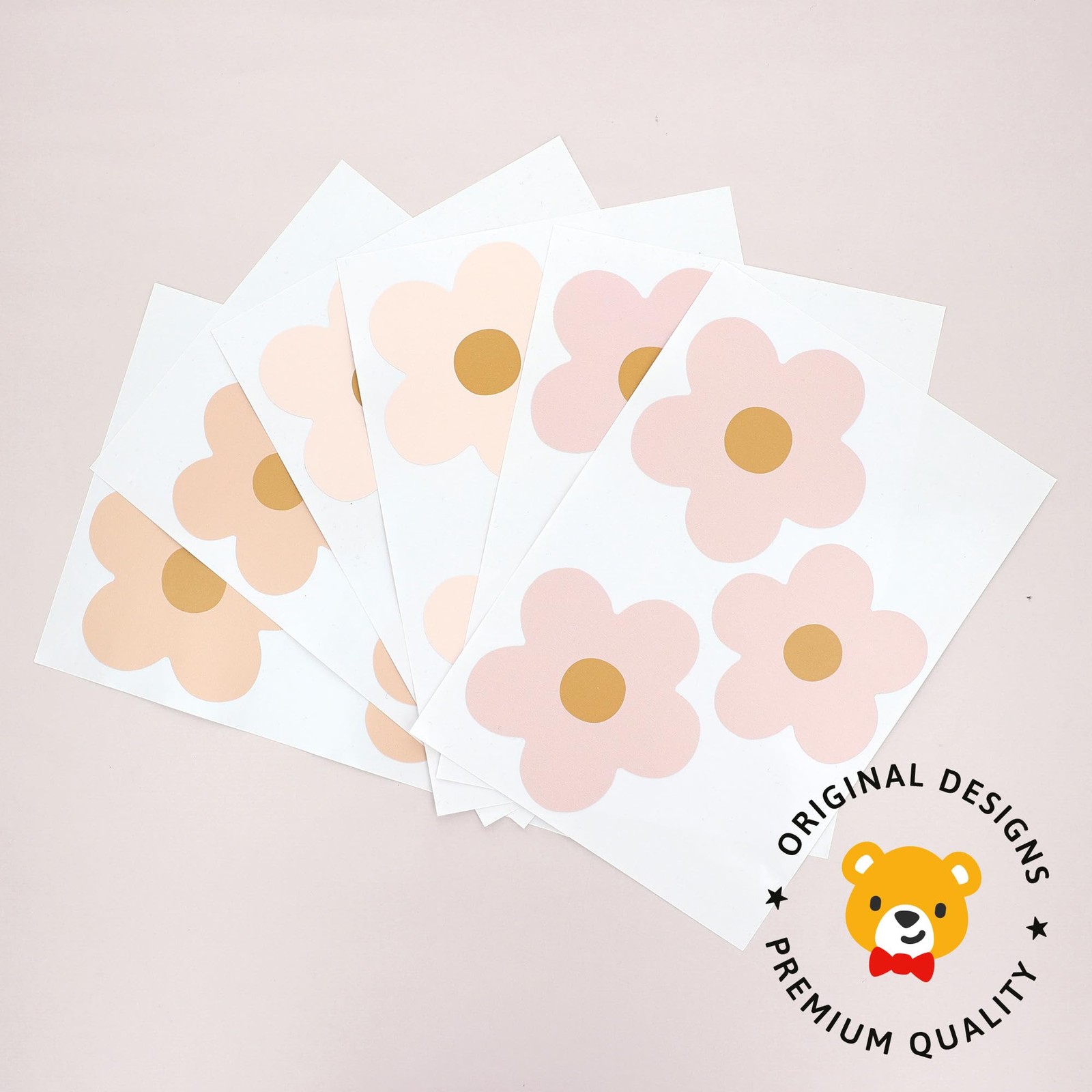 – Daisy Blush Pink Boho Flowers Decals – Easy-to-Apply & Removable Wall Stick…