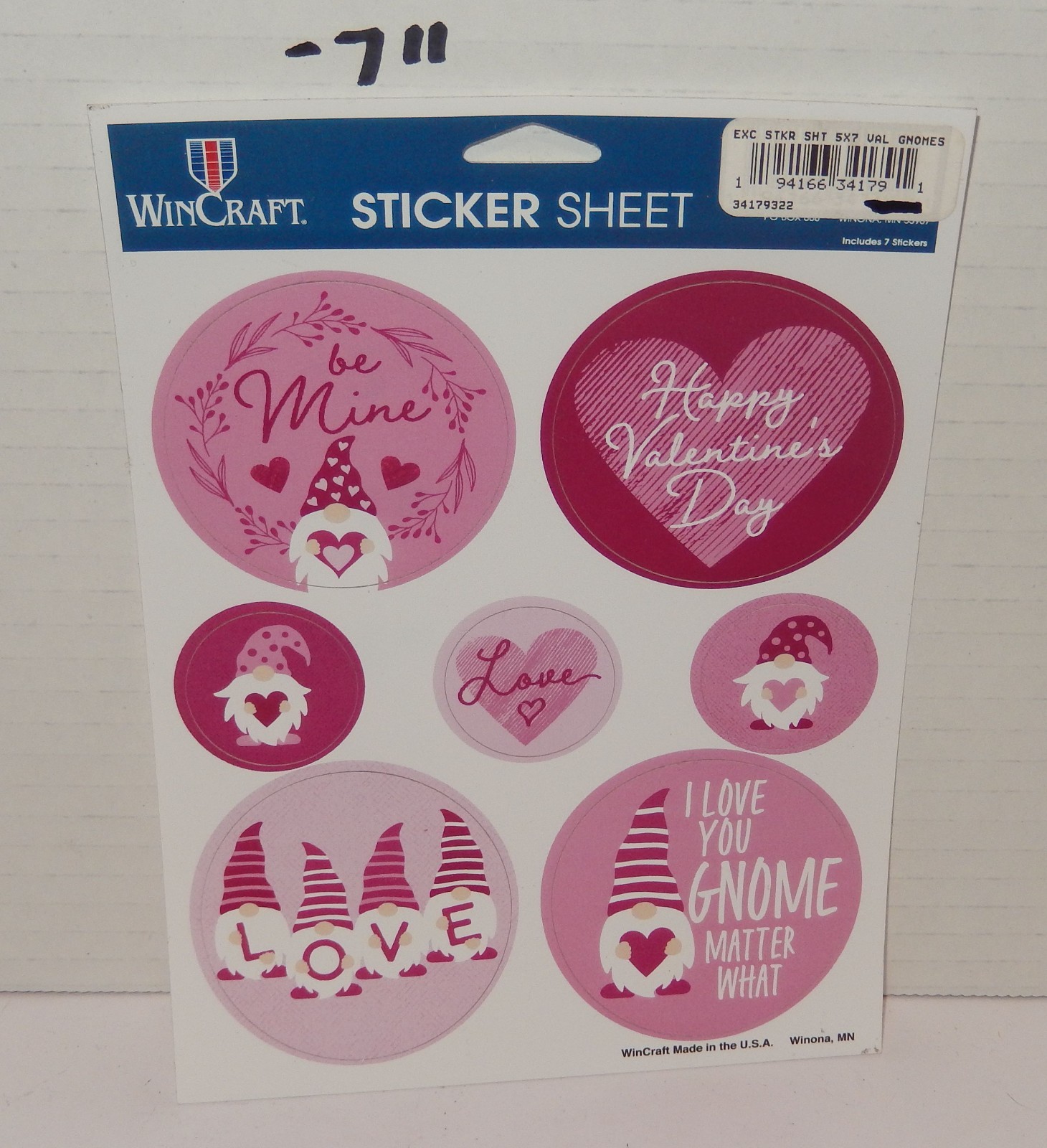 WinCraft Valentines Multi Sticker Sheet Red Heart Love