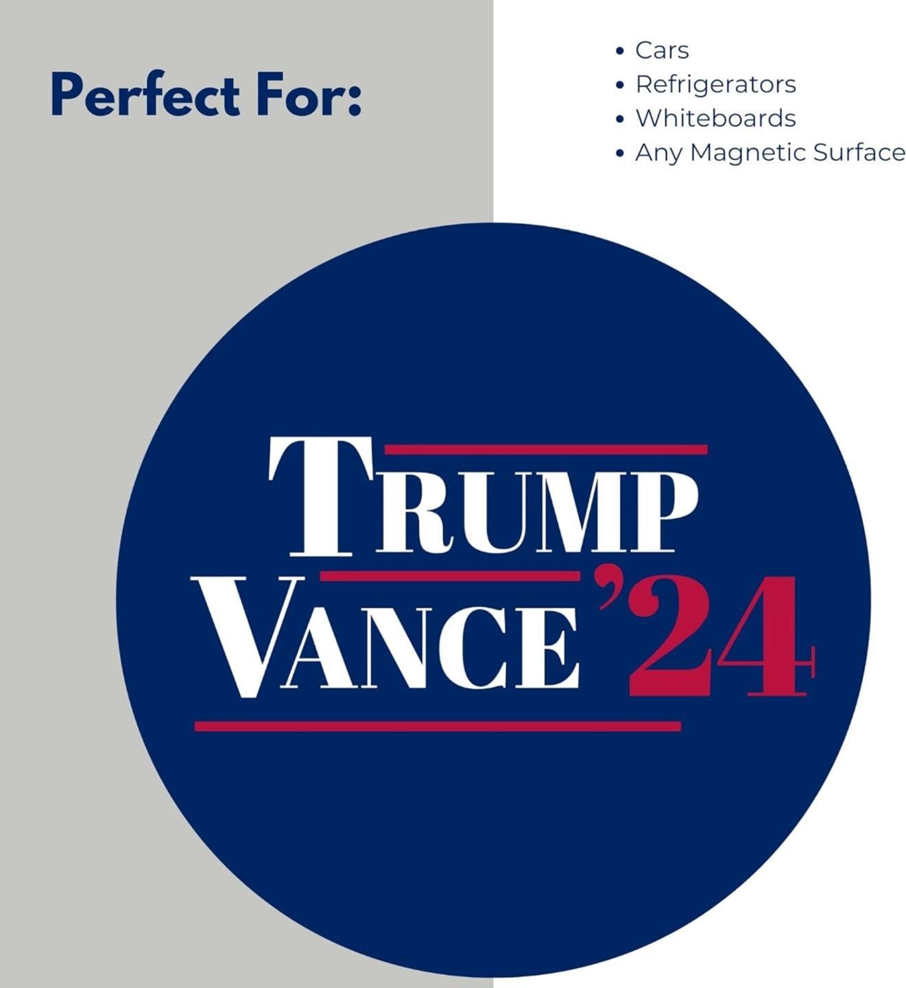 Mini Blue Vintage Trump Vance 2024 Campaign Car Magnet 3-1/2 Inch Pack of 5