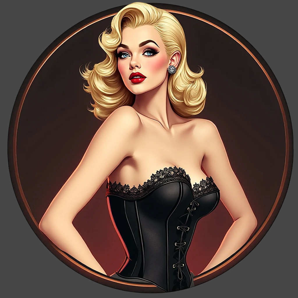 Blonde pinup girl sticker vinyl decal retro corset lingerie curvy bombshell vibe