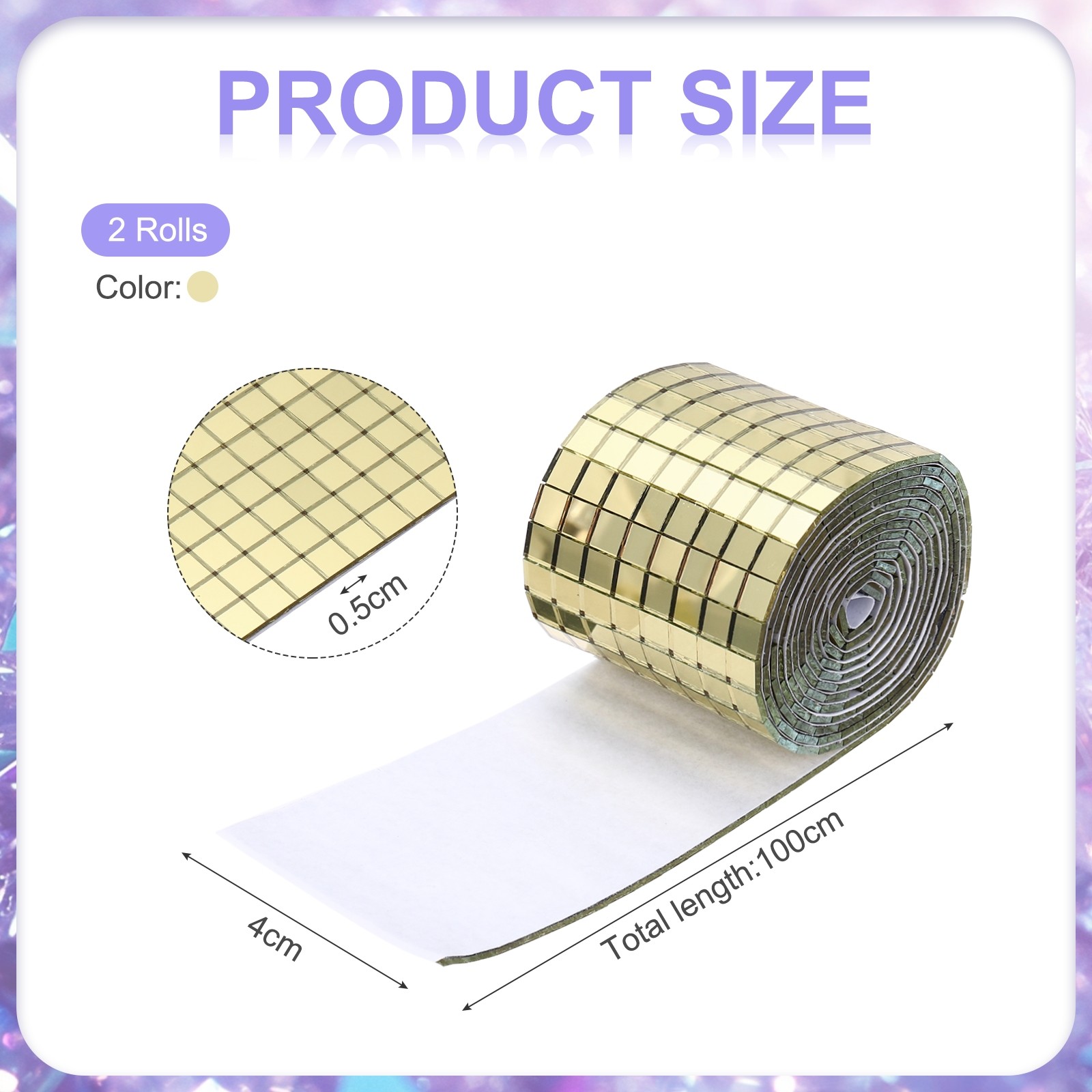 3200 Pieces Adhesive Mosaic Tiles 5 x 5 mm Disco Tiles Gold 2 Pcs