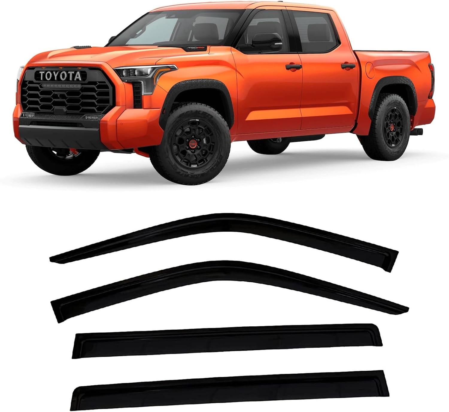 2022-2026 Tape-On Rain Guards for Toyota Tundra CrewMax Side Window Visor Deflec