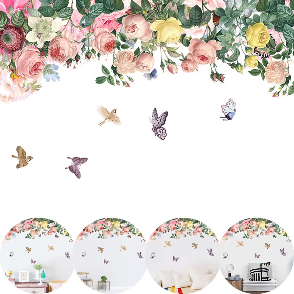 1 Pcs Flower Cartoon Wall Art Stickers Removable Vinyl Decal Home Decoration