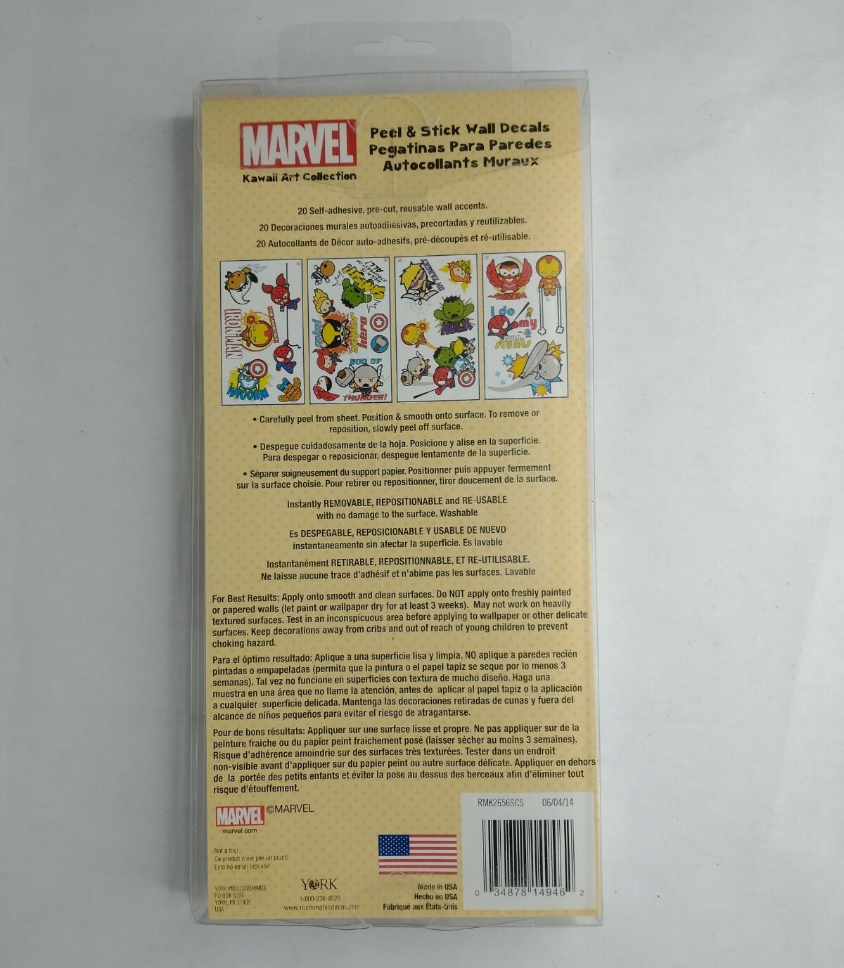 Marvel Kawaii Art Collection Peel & Stick Wall Decals Set Of 20 Stickers New