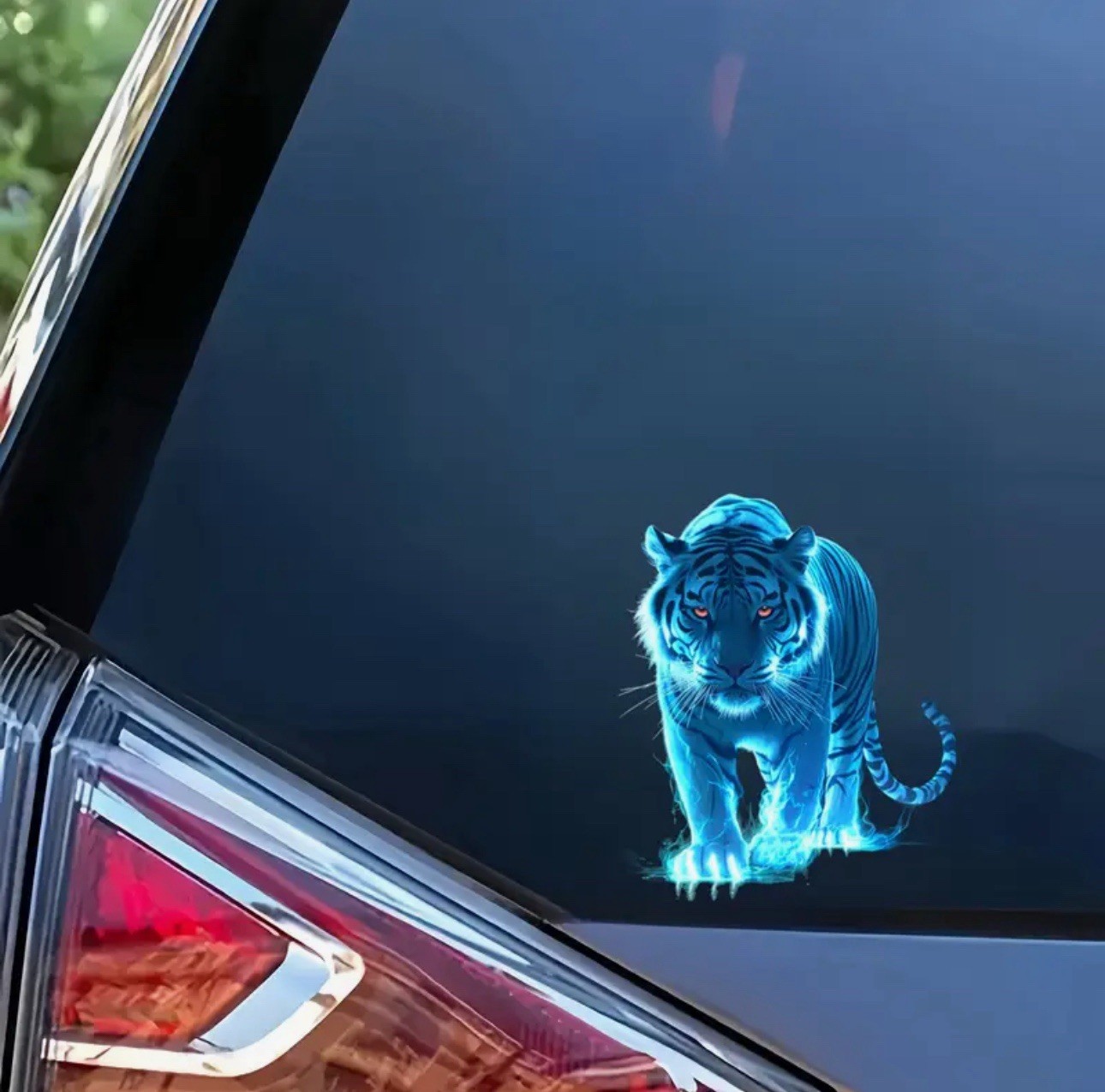 LED NEON BLUE TIGER CAT FELINE 5.5” INCH VINYL STICKER DECAL 1PC