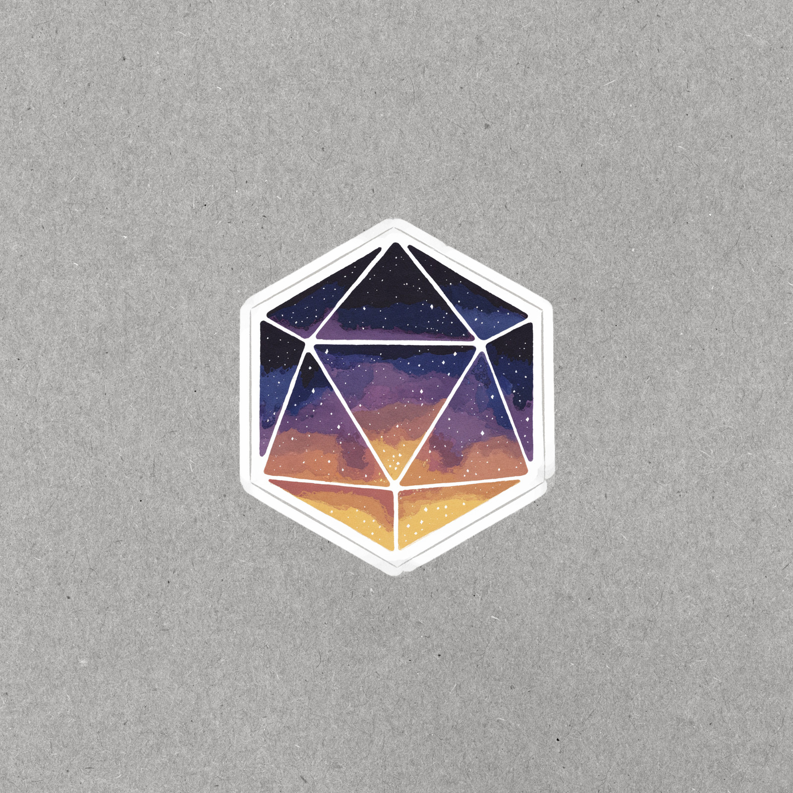 Geometric Galaxy D20 Sticker – Colorful Space Die-Cut Decal #6069